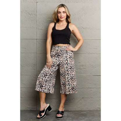 Ninexis Leopard High Waist Flowy Wide Leg Pants with Pockets | The Urban Clothing Shop™