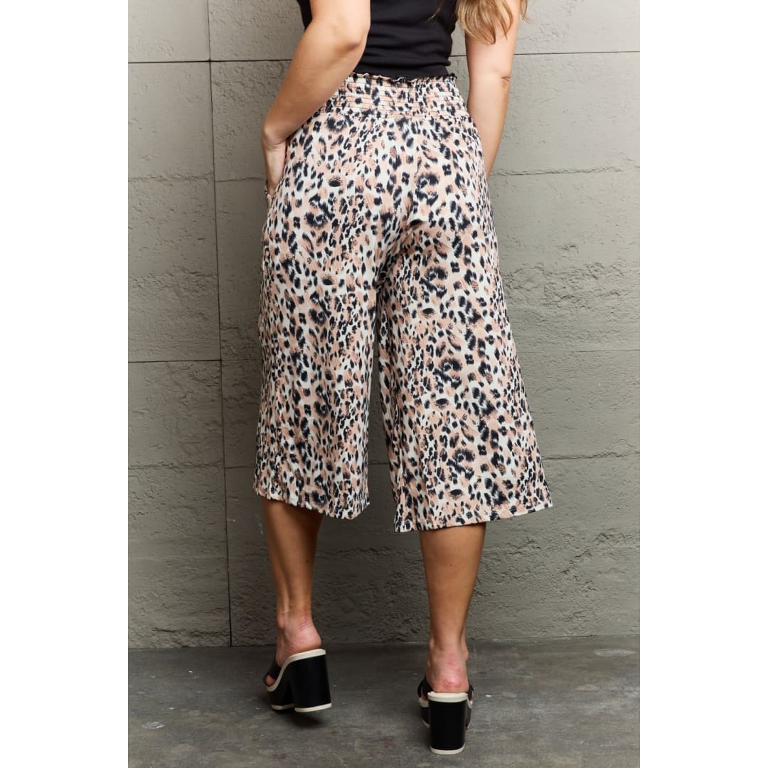 Ninexis Leopard High Waist Flowy Wide Leg Pants with Pockets | The Urban Clothing Shop™