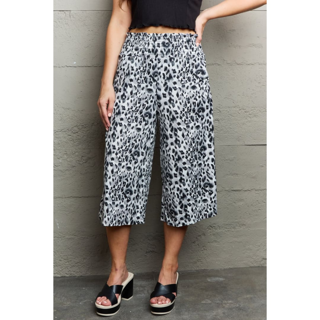 Ninexis Leopard High Waist Flowy Wide Leg Pants with Pockets | The Urban Clothing Shop™