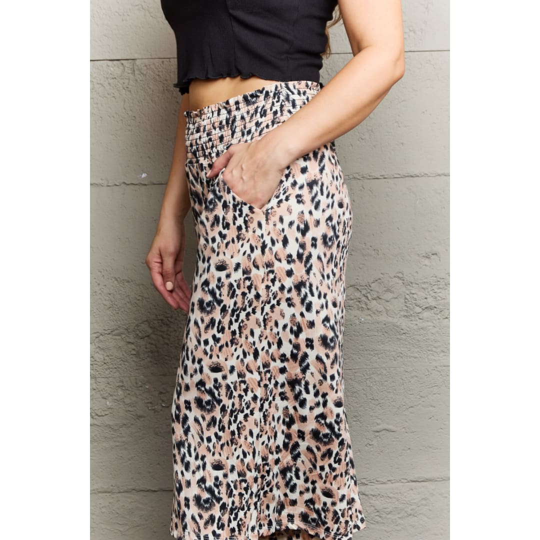 Ninexis Leopard High Waist Flowy Wide Leg Pants with Pockets | The Urban Clothing Shop™