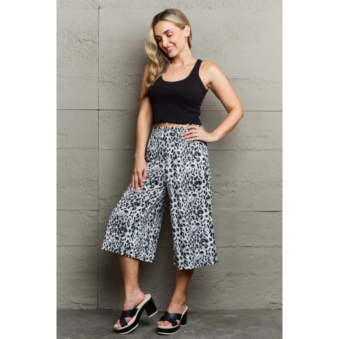 Ninexis Leopard High Waist Flowy Wide Leg Pants with Pockets | The Urban Clothing Shop™