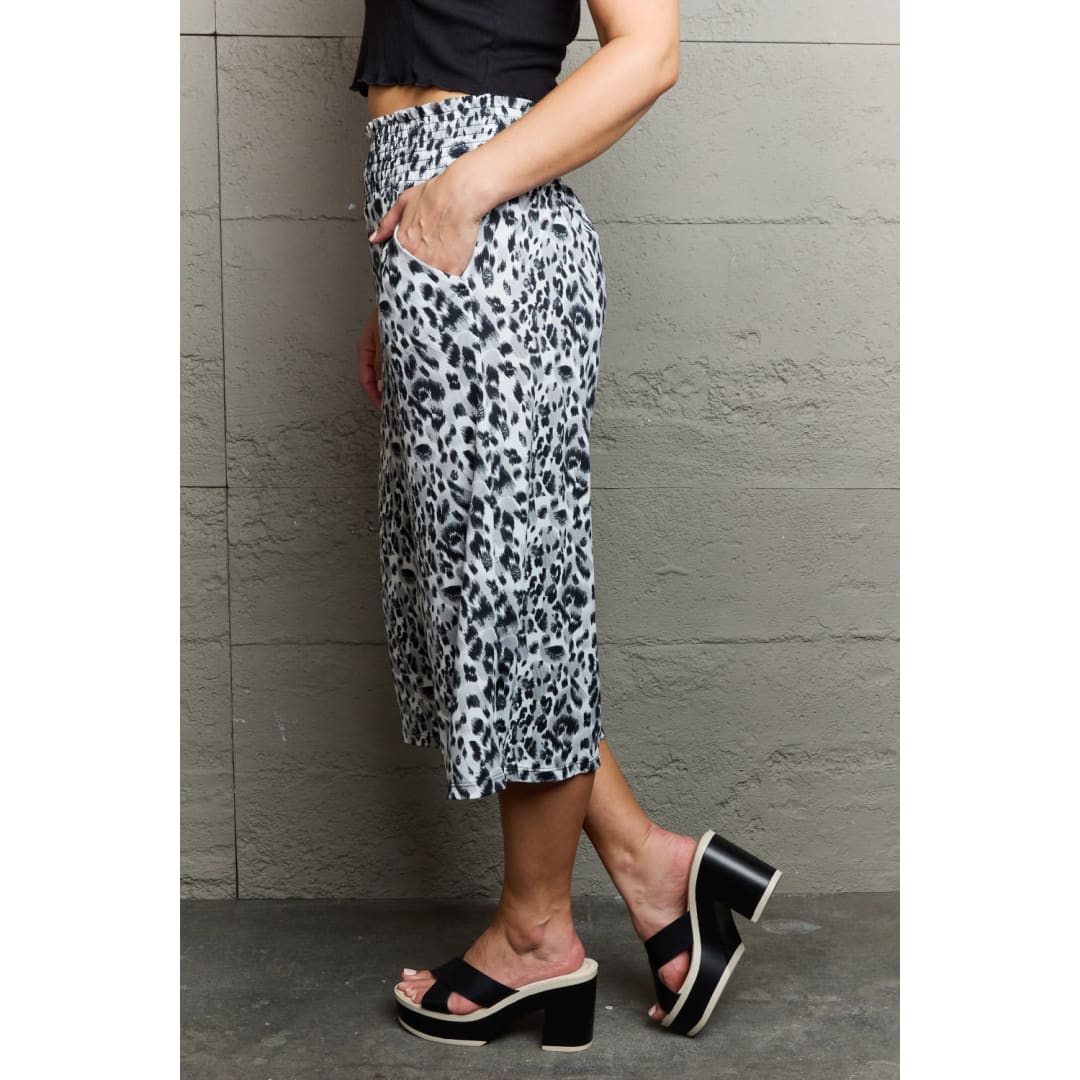 Ninexis Leopard High Waist Flowy Wide Leg Pants with Pockets | The Urban Clothing Shop™