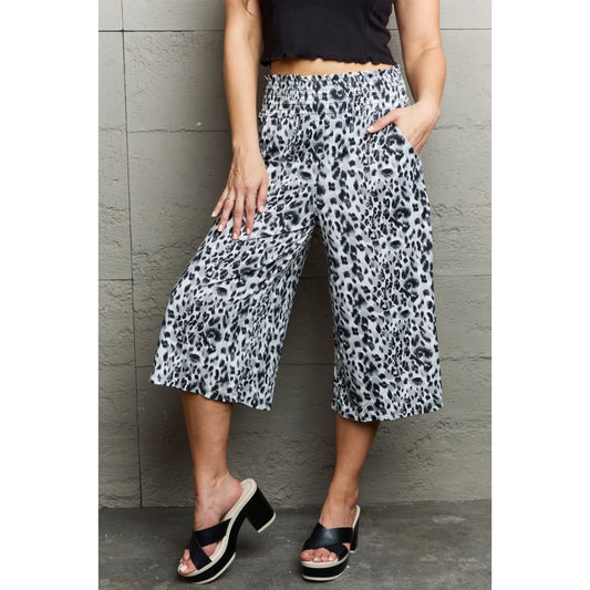 Ninexis Leopard High Waist Flowy Wide Leg Pants with Pockets | The Urban Clothing Shop™