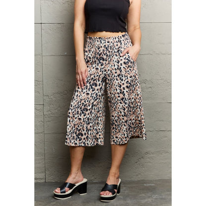 Ninexis Leopard High Waist Flowy Wide Leg Pants with Pockets | The Urban Clothing Shop™