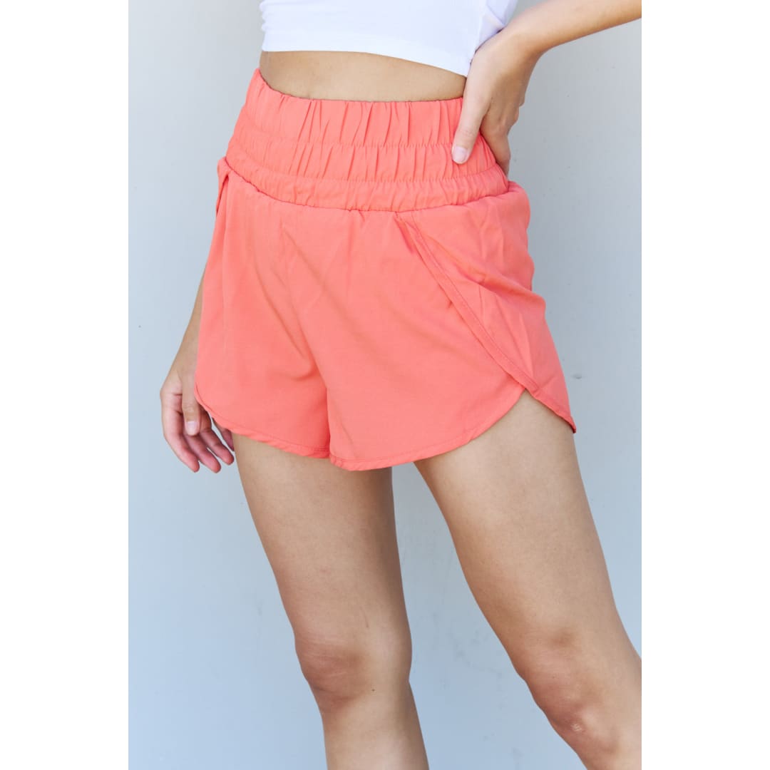 Ninexis Stay Active High Waistband Active Shorts in Coral | The Urban Clothing Shop™