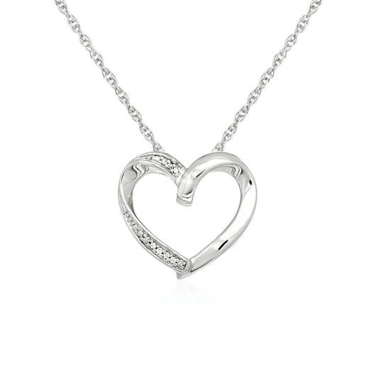 Open Heart Pendant with Diamonds in Sterling Silver | Richard Cannon Jewelry