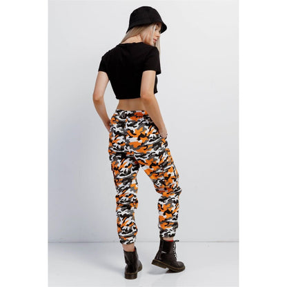 Orange & Black White Camouflage High Waisted Cargo Pants | 36 Point 5