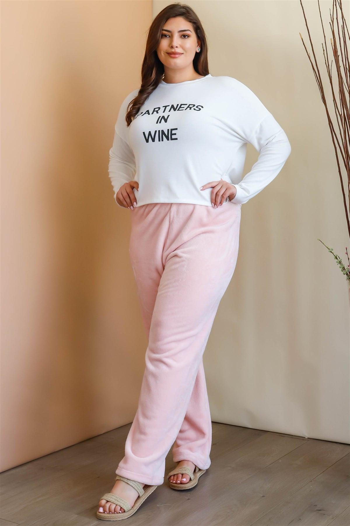 Plus Size Pink Bow Detail Wide Leg Pants-0