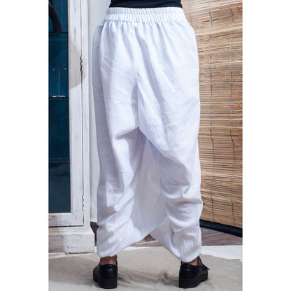 Philly- White Overlap Dhoti Pants | Bohame