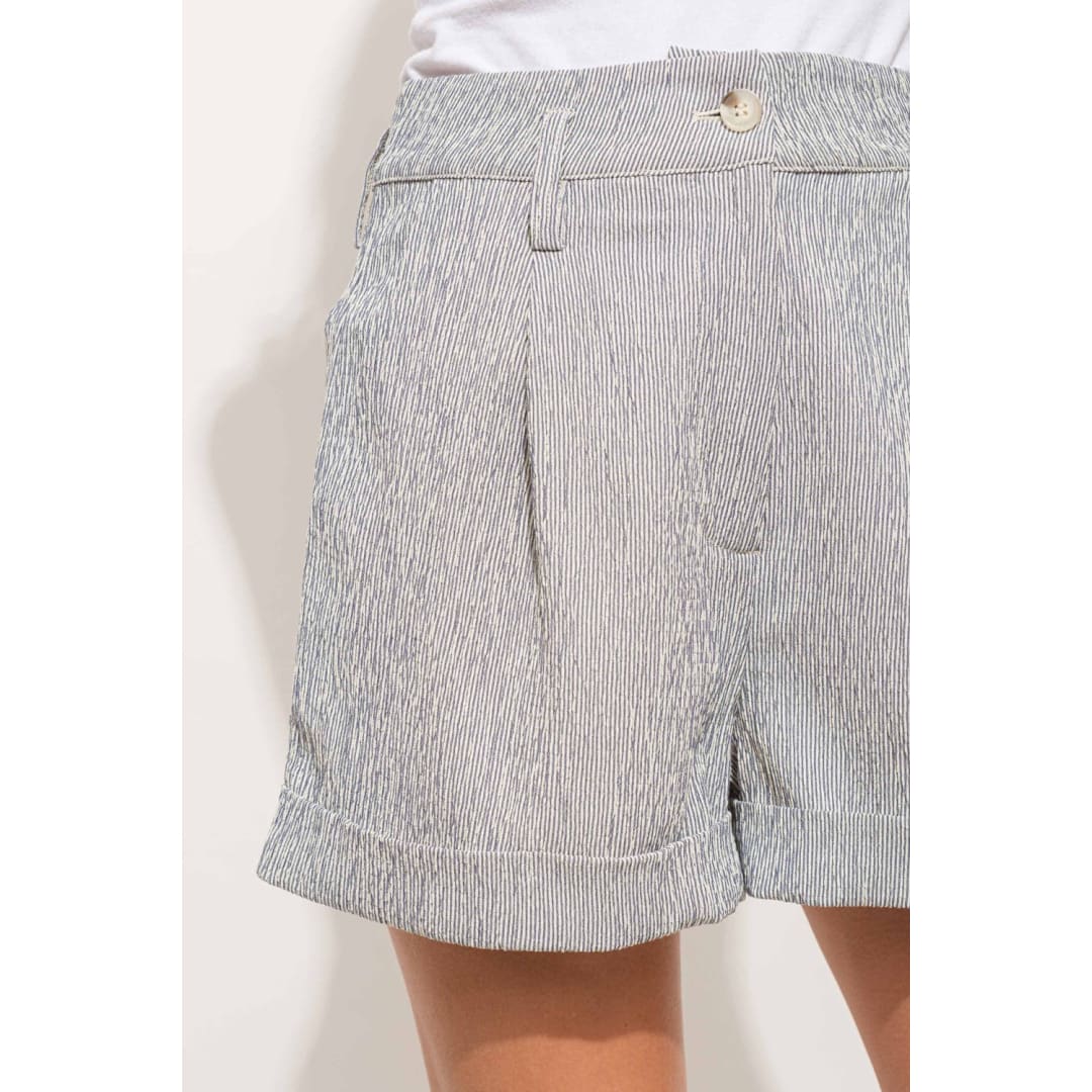 And The Why Pin Striped High Waist Rolled Shorts | The Urban Clothing Shop™