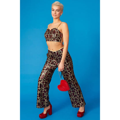 Pink Bamboo Animal Print Sequin Trousers | Buy Me Fur Ltd