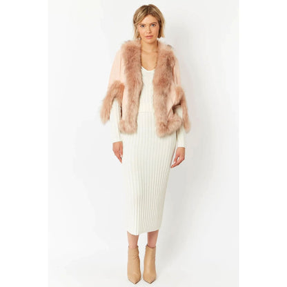 Pink Faux Fur Suede Cape Jacket | Buy Me Fur Ltd