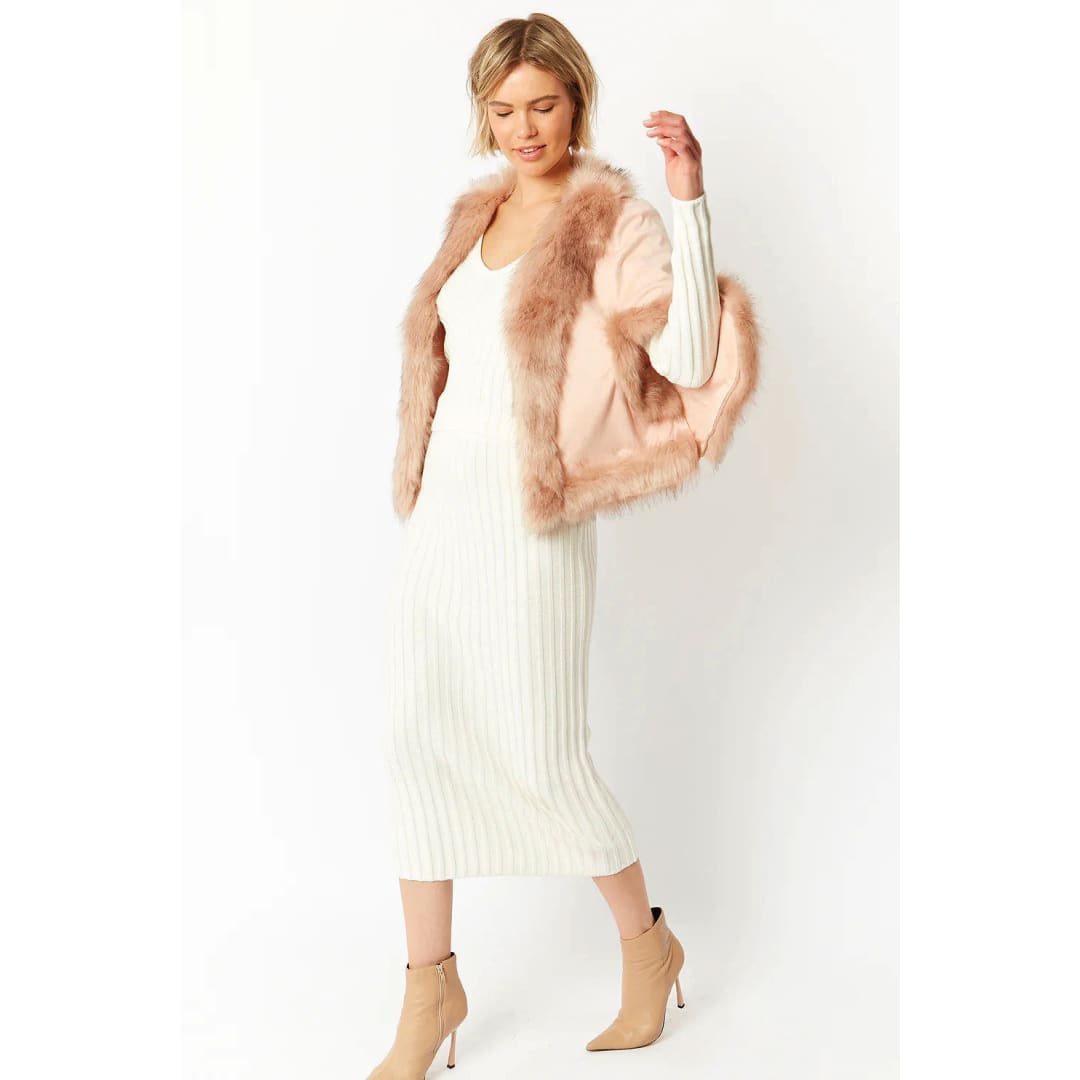 Pink Faux Fur Suede Cape Jacket | Buy Me Fur Ltd