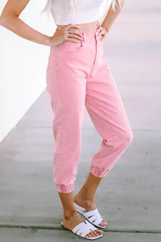 Pink High Waist Jeans-3