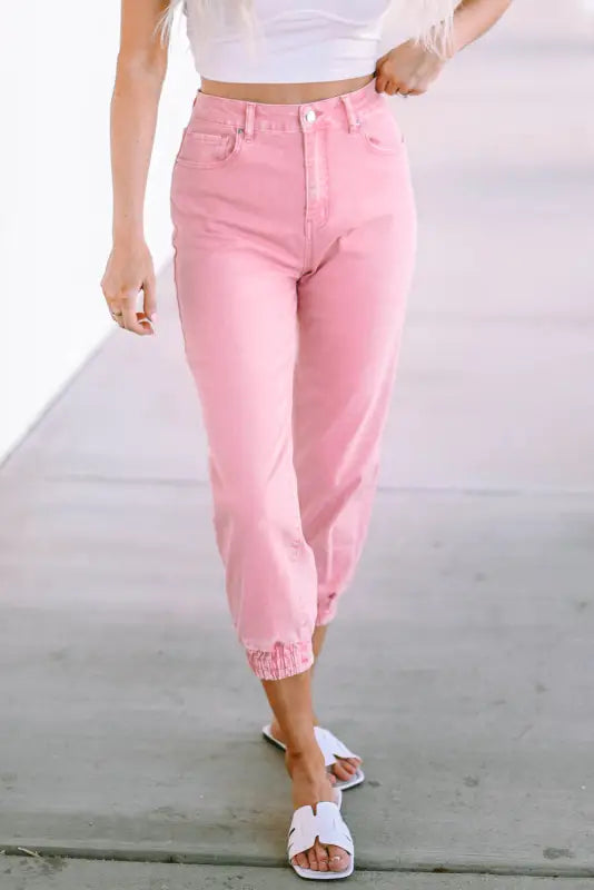 Pink High Waist Jeans-4