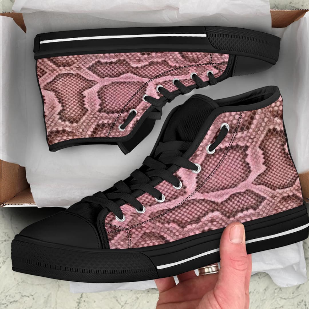 Pink Viper Skin High Top Sneakers | The Urban Clothing Shop™