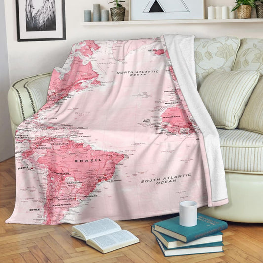 Pink World Map Snuglee Blanket | The Urban Clothing Shop™