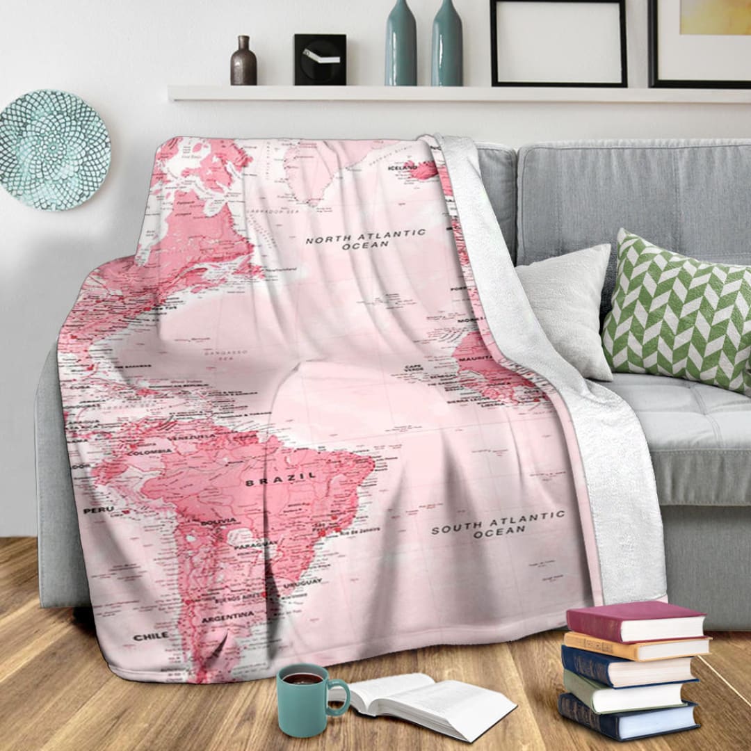 Pink World Map Snuglee Blanket | The Urban Clothing Shop™