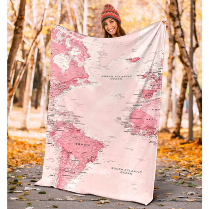 Pink World Map Snuglee Blanket | The Urban Clothing Shop™