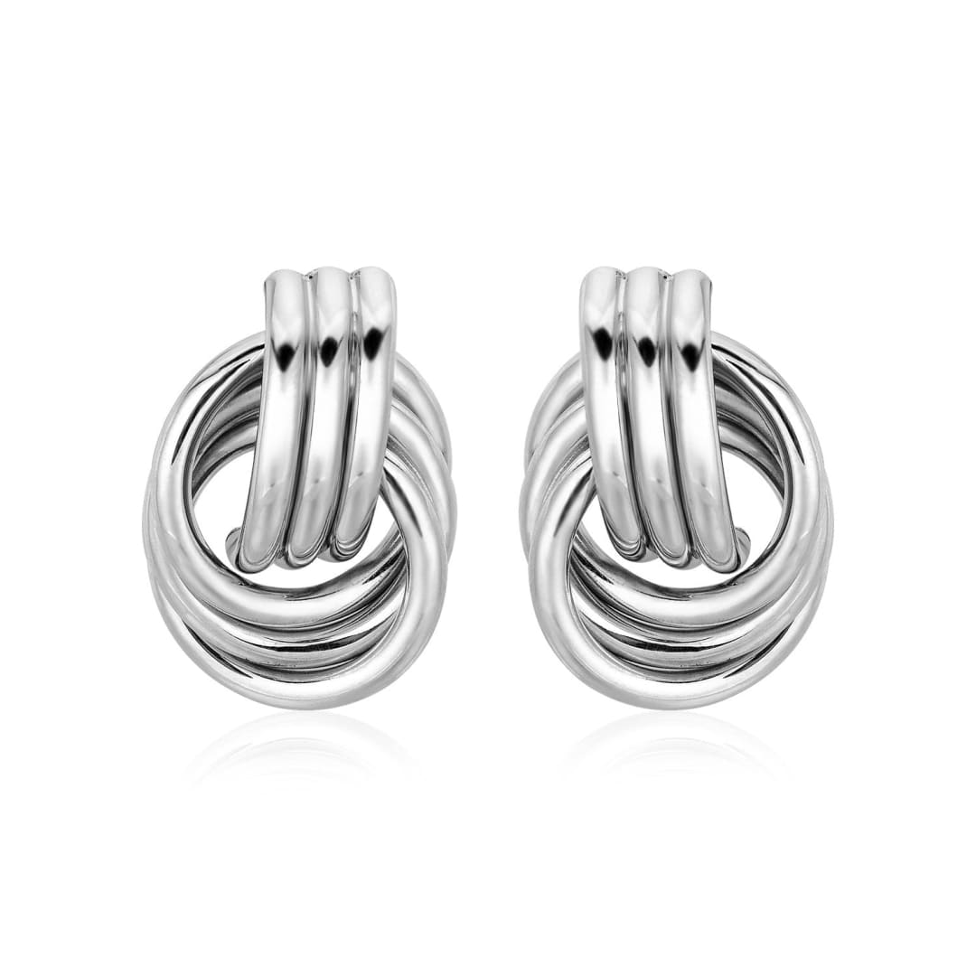 Polished Love Knot Earrings with Interlocking Rings in Sterling Silver | Richard Cannon