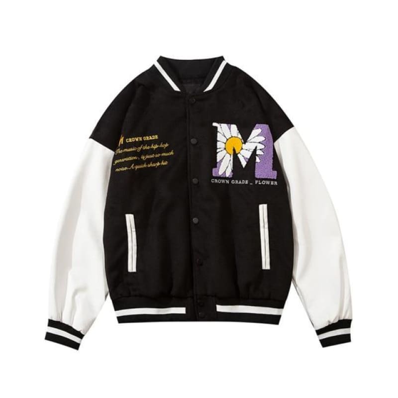 Pollenated Daisy™ Embroidery Baseball Jacket [In Store] | The Urban Clothing Shop™
