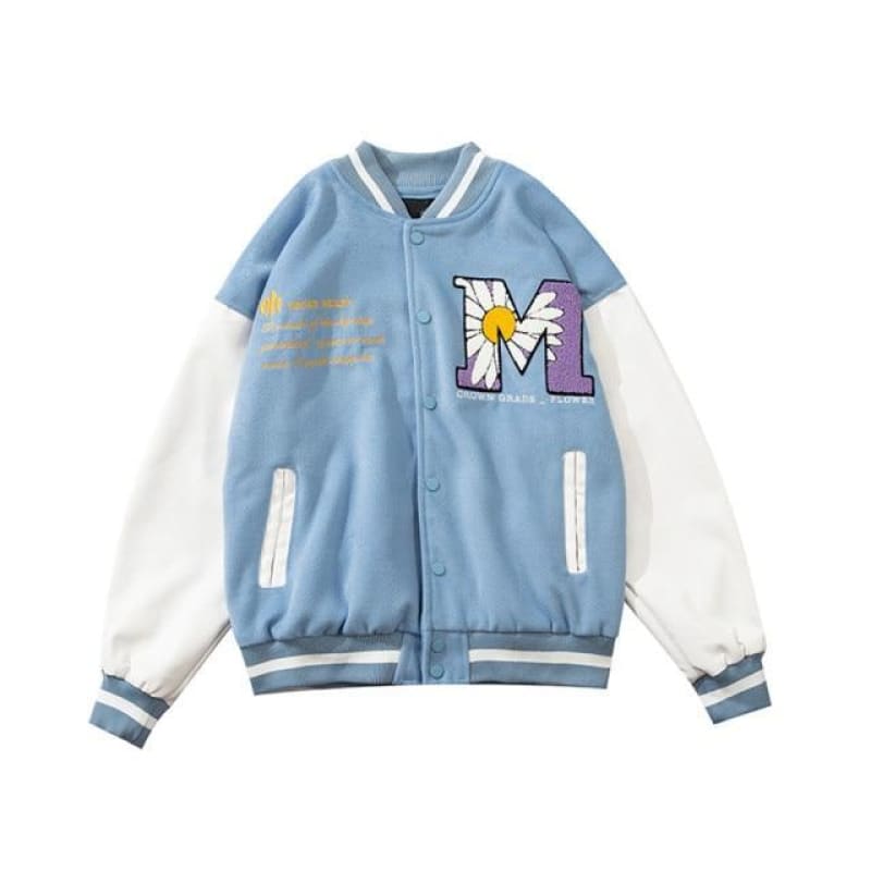 Pollenated Daisy™ Embroidery Baseball Jacket [In Store] | The Urban Clothing Shop™