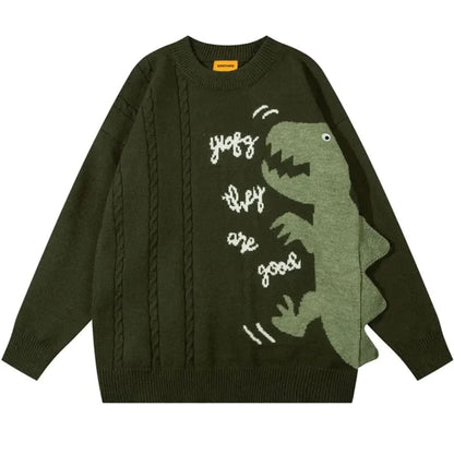 Prehistoric Dinosaur Graphic Knit Sweater | The Urban Clothing Shop™