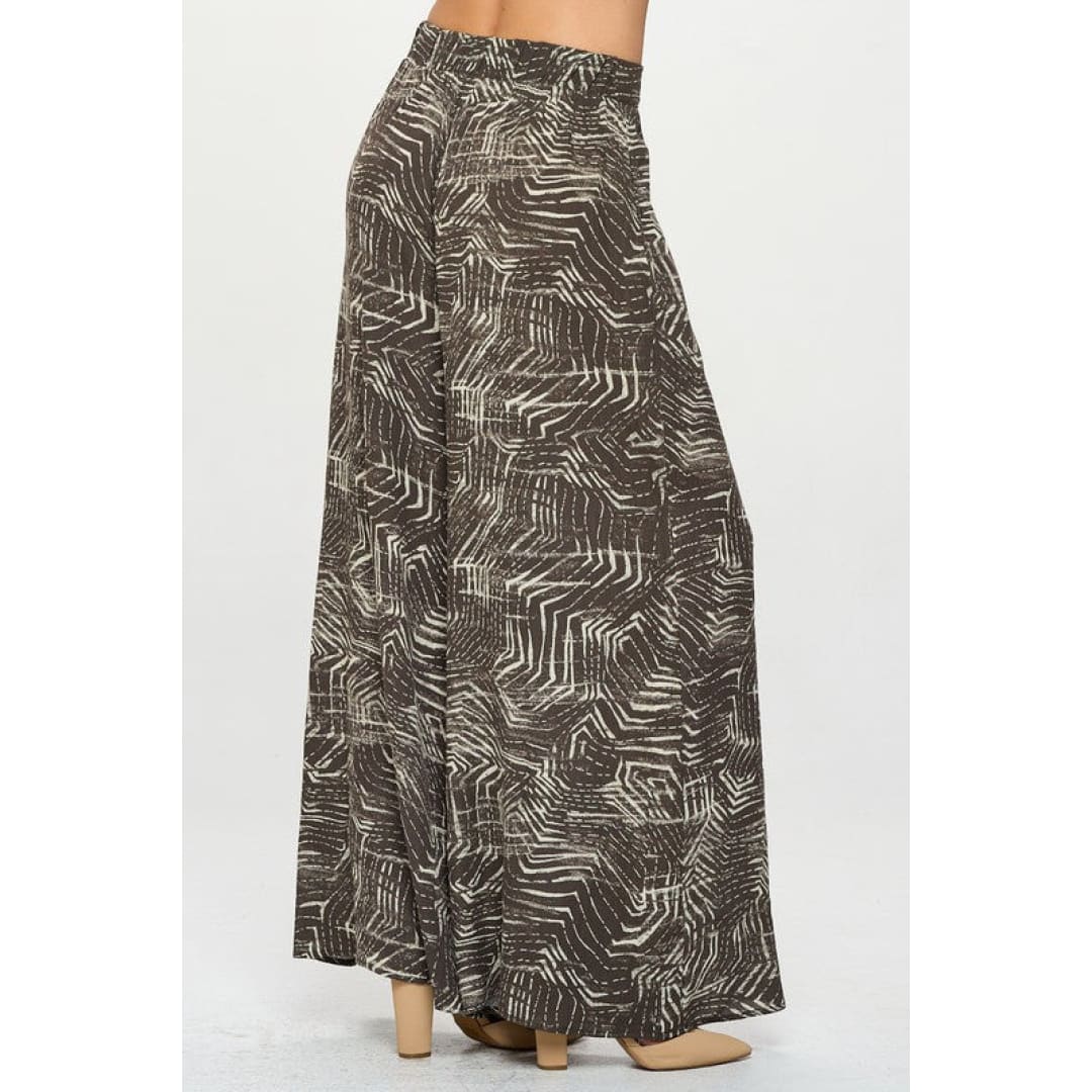 Print Wide Leg Palazzo Pants with Side Pockets | The Urban Clothing Shop™