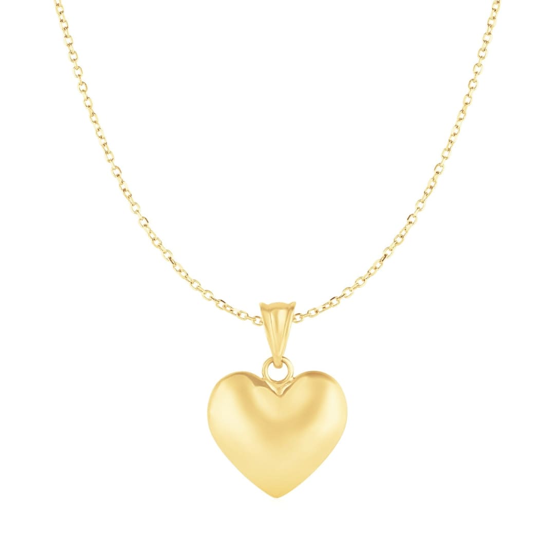 Puffed Heart Pendant in 10k Yellow Gold | Richard Cannon Jewelry