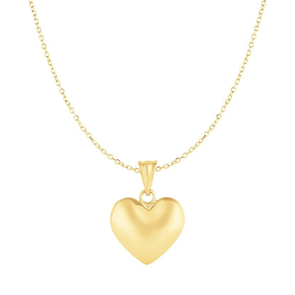 Puffed Heart Pendant in 10k Yellow Gold | Richard Cannon Jewelry