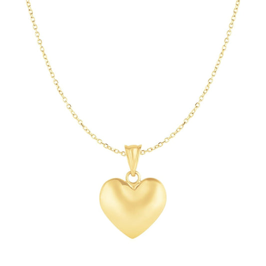 Puffed Heart Pendant in 10k Yellow Gold | Richard Cannon Jewelry