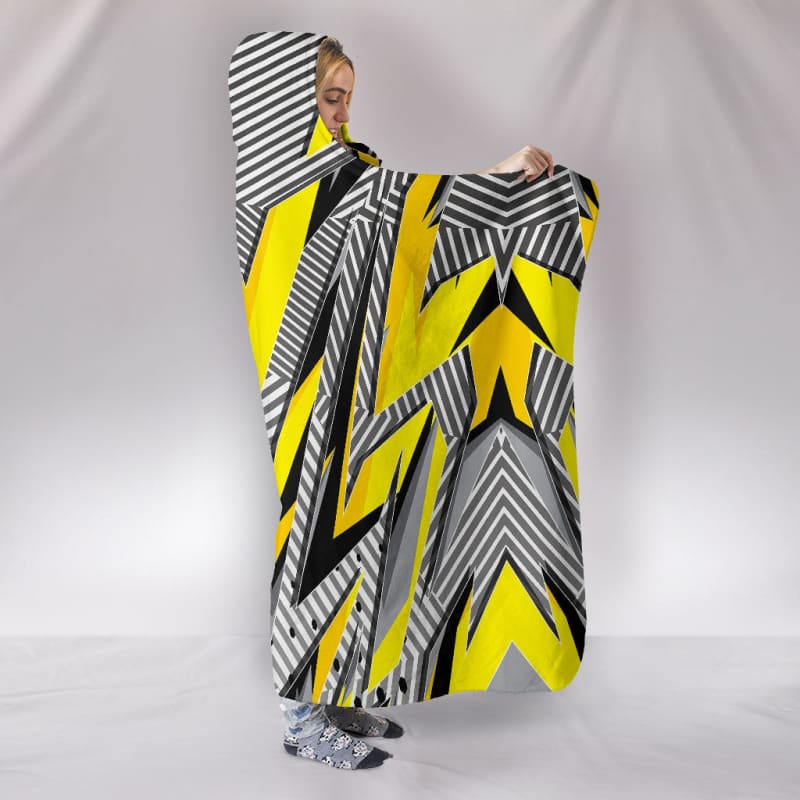 Racing Style Grey & Yellow Stripes Vibes Hooded Blanket | The Urban Clothing Shop™