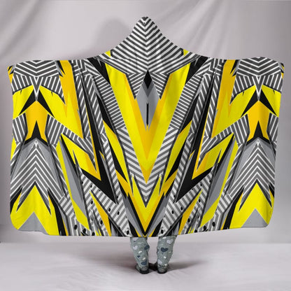 Racing Style Grey & Yellow Stripes Vibes Hooded Blanket | The Urban Clothing Shop™
