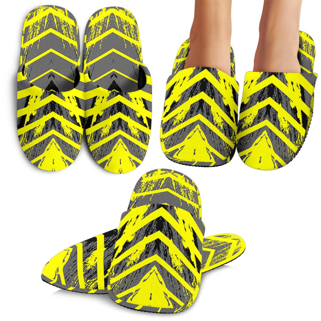 Racing Style Grey & Yellow Stripes Vibes Slippers | The Urban Clothing Shop™