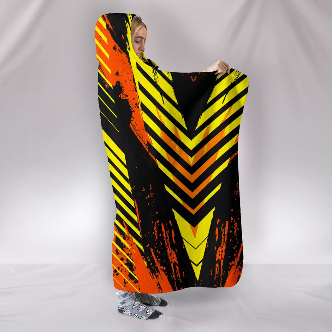 Racing Style Wild Orange & Yellow Stripes Vibes Hooded Blanket | The Urban Clothing Shop™