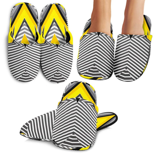 Racing Style Yellow & Grey Stripes Vibes Slippers | The Urban Clothing Shop™