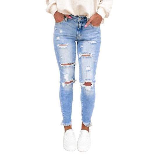 Raggedy A: Faded Wash High-Waist Ripped Jeans | The Urban Clothing Shop™