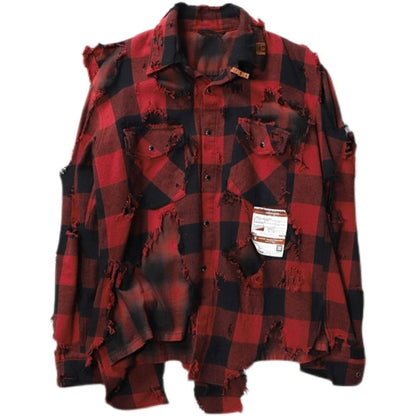 Raggedy A: Plaid Japanese Retro Damaged Shirt | The Urban Clothing Shop™