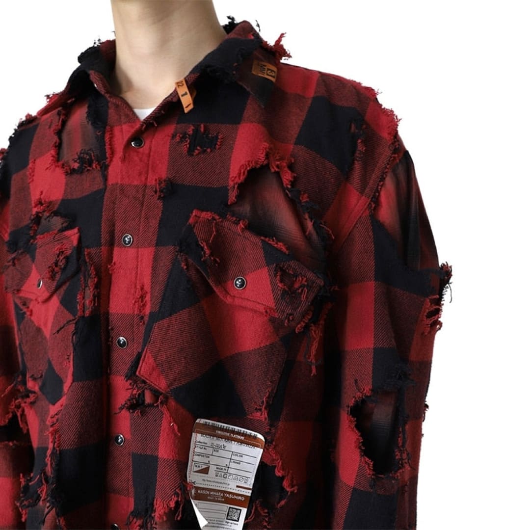 Raggedy A: Plaid Japanese Retro Damaged Shirt | The Urban Clothing Shop™