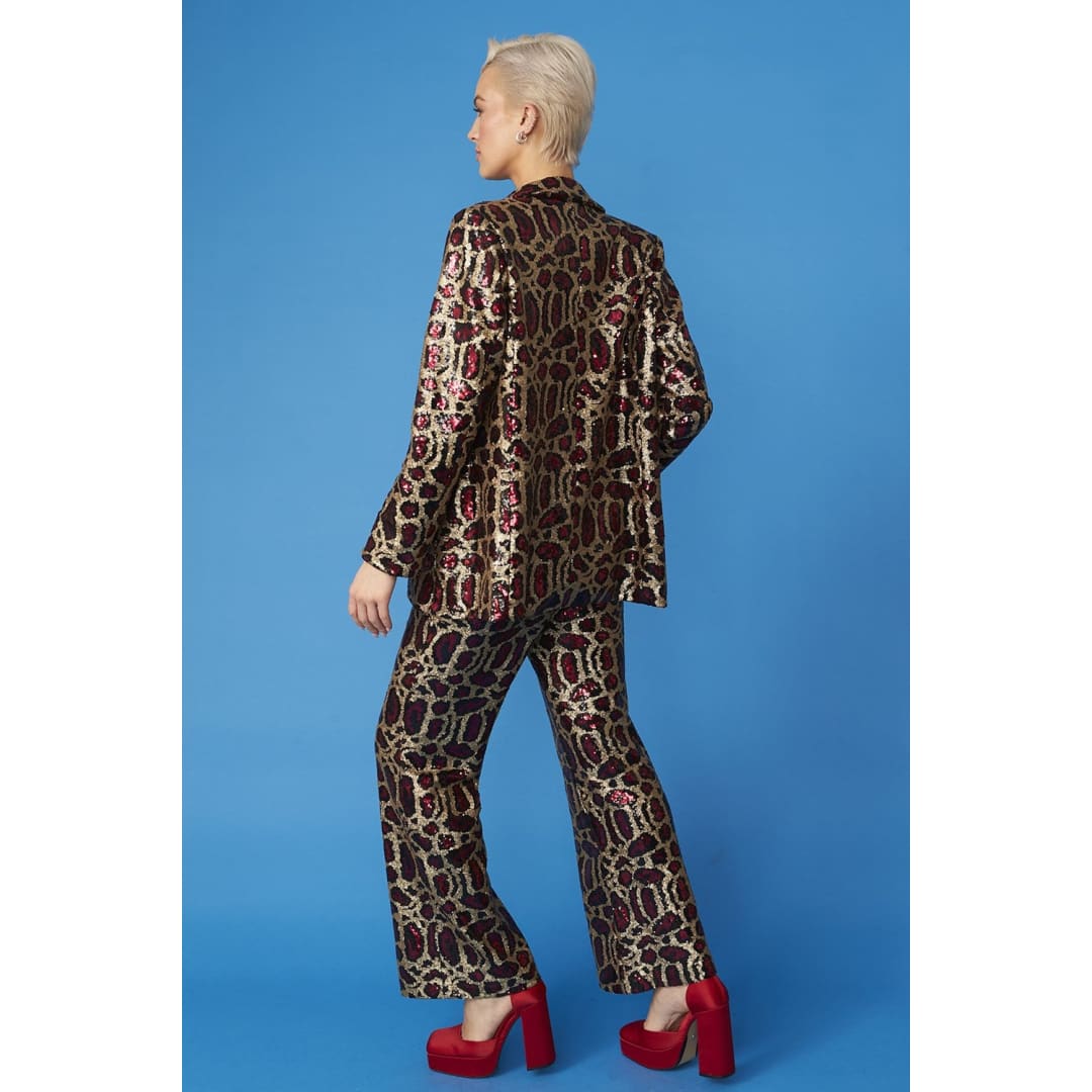 Red Bamboo Animal Print Sequin Blazer | Buy Me Fur Ltd