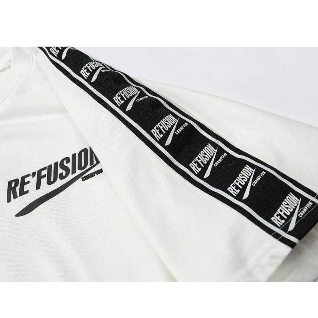 REFUSION CHAMPION Ribbon Sleeve Printed T-Shirt | The Urban Clothing Shop™