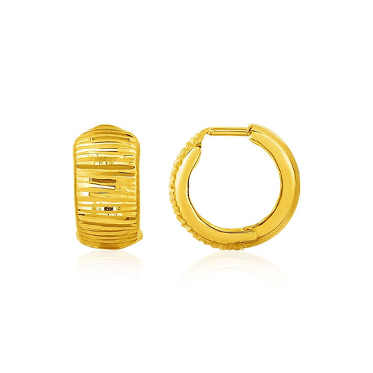 Reversible Textured and Smooth Snuggable Earrings in 10k Yellow Gold | Richard Cannon