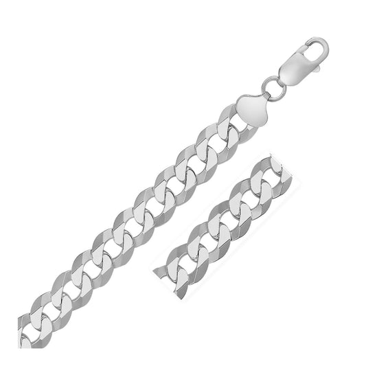Rhodium Plated 13.6mm Sterling Silver Curb Style Bracelet | Richard Cannon Jewelry