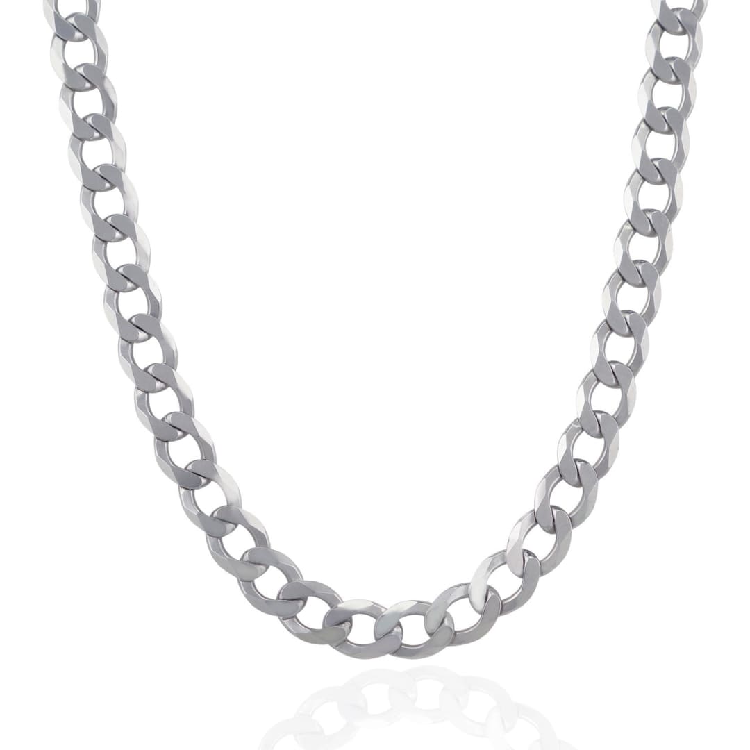 Rhodium Plated 13.6mm Sterling Silver Curb Style Chain | Richard Cannon Jewelry