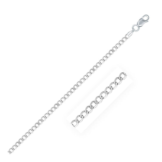 Rhodium Plated 3.0mm Sterling Silver Curb Style Chain | Richard Cannon Jewelry