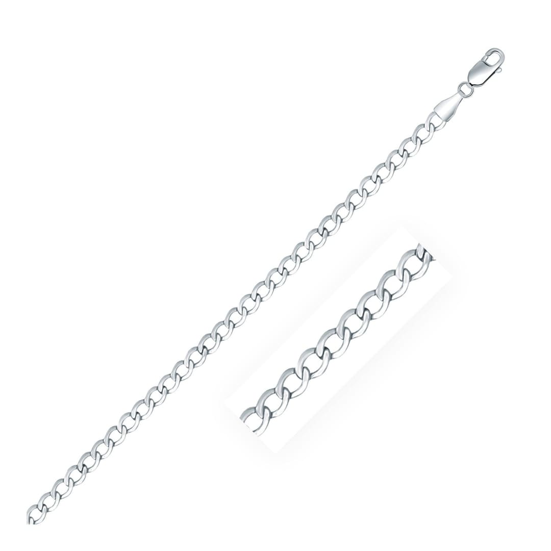 Rhodium Plated 3.7mm Sterling Silver Curb Style Chain | Richard Cannon Jewelry