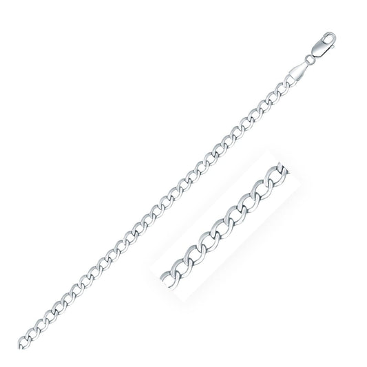 Rhodium Plated 3.7mm Sterling Silver Curb Style Chain | Richard Cannon Jewelry