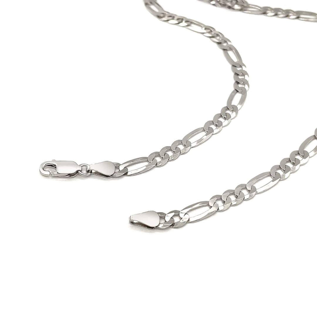 Rhodium Plated 5.5mm Sterling Silver Figaro Style Chain | Richard Cannon Jewelry