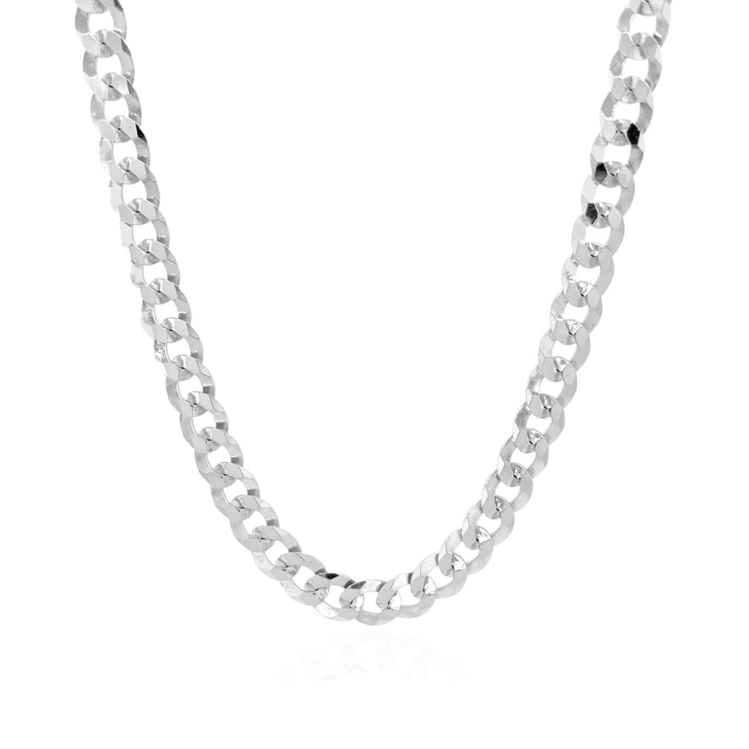 Rhodium Plated 5.6mm Sterling Silver Curb Style Chain | Richard Cannon Jewelry