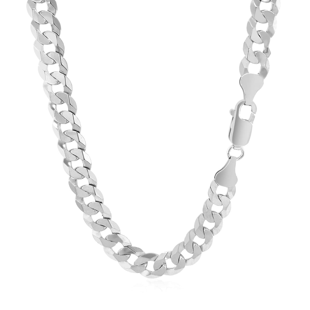 Rhodium Plated 7.2mm Sterling Silver Curb Style Chain | Richard Cannon Jewelry